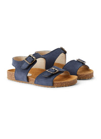 Double-strap sandals in leather - Deep Blue