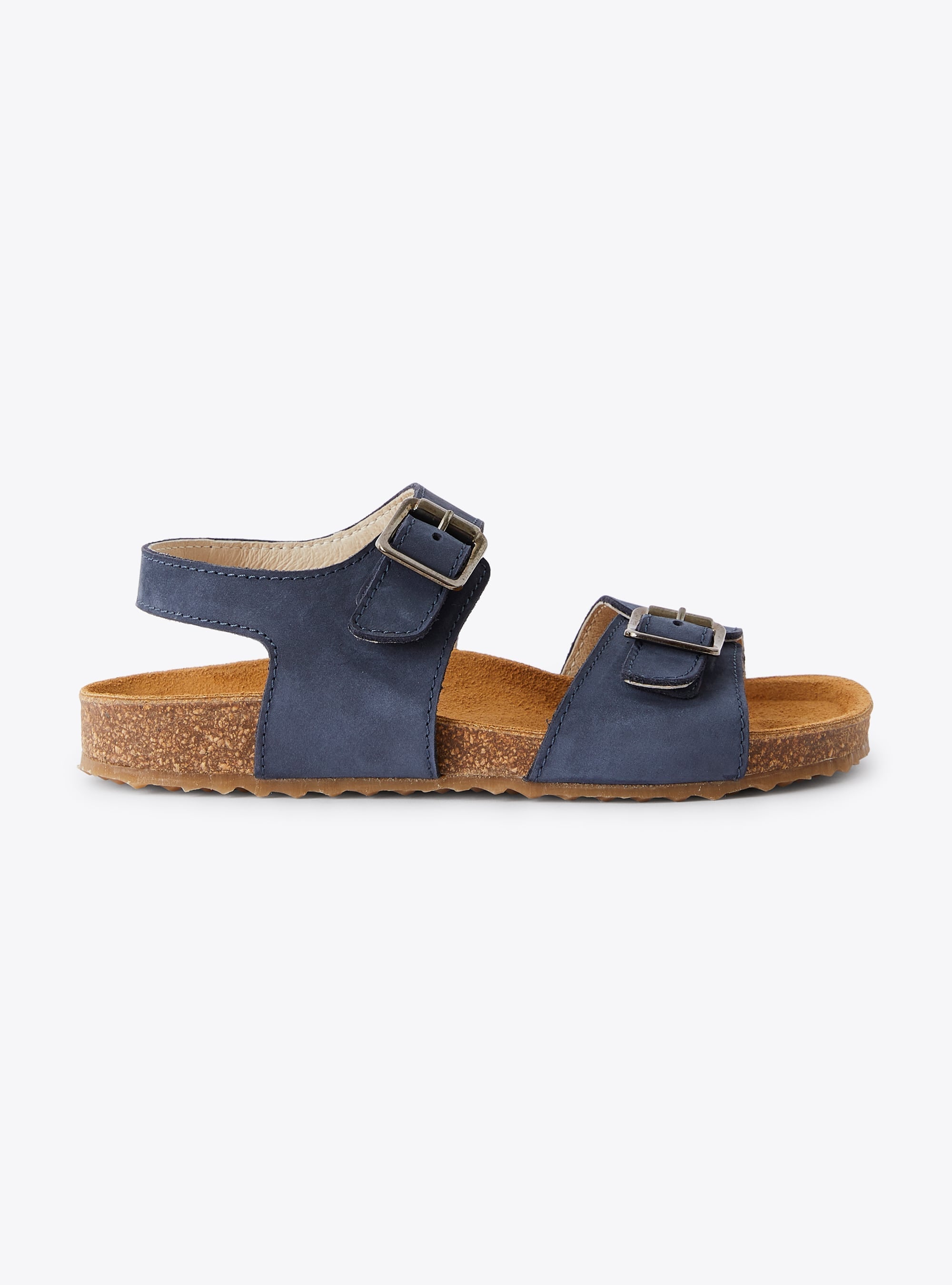 Double-strap sandals in leather - Deep Blue