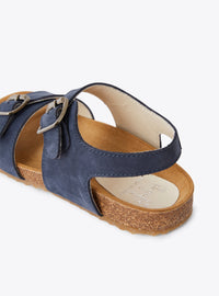 Double-strap sandals in leather - Deep Blue