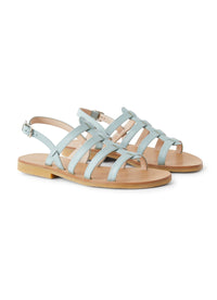 Leather strappy sandals - Aqua Green