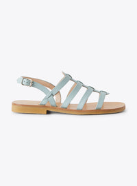 Leather strappy sandals - Aqua Green