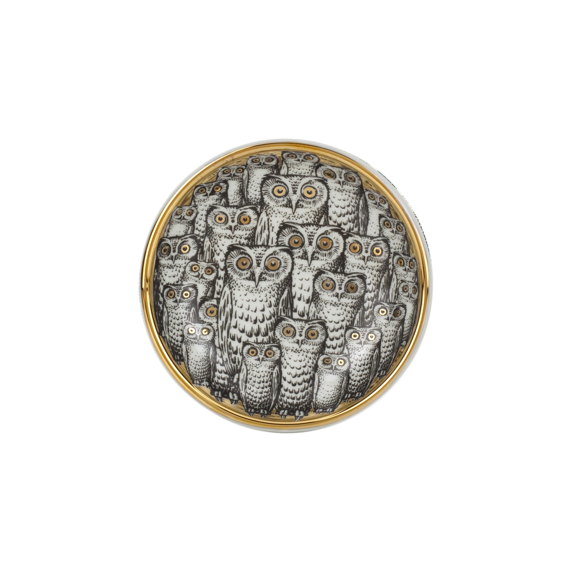 Congresso di civette round ashtray in porcelain - Gold & Black & White