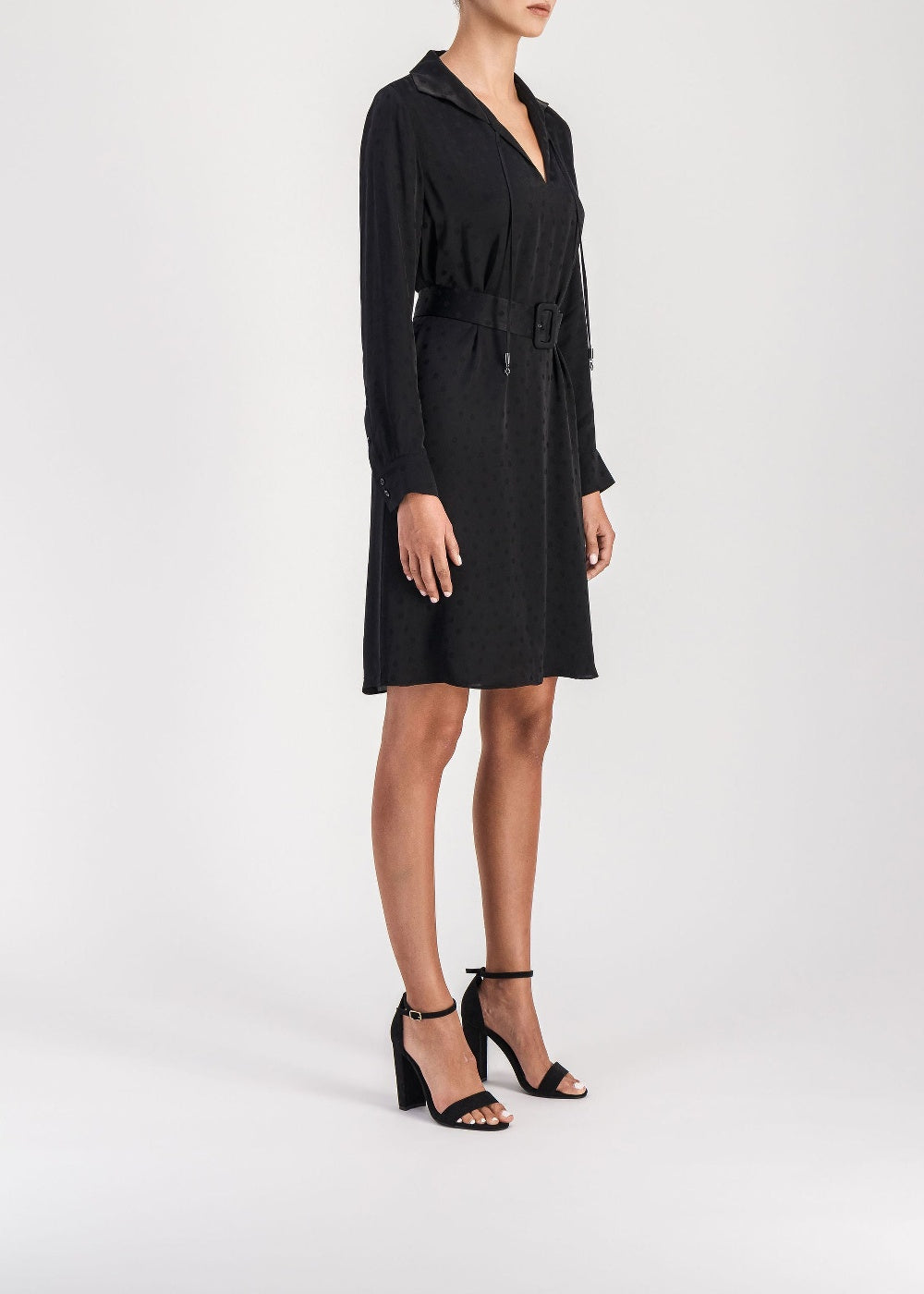 Robe chemise ceinturée - Noir