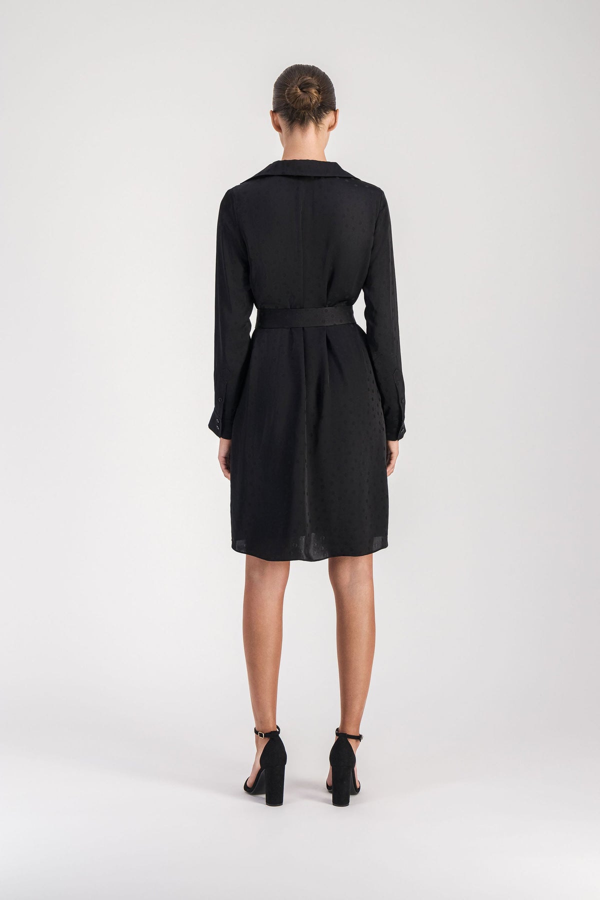 Robe col chemise et cordons - Noir