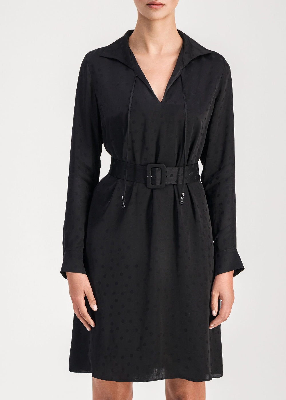 Robe chemise ceinturée - Noir