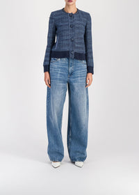 Textured button-up bomber jacket - Blue
