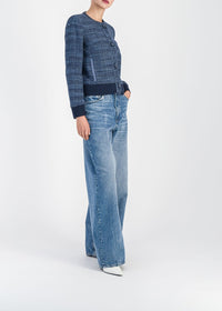 Textured button-up bomber jacket - Blue
