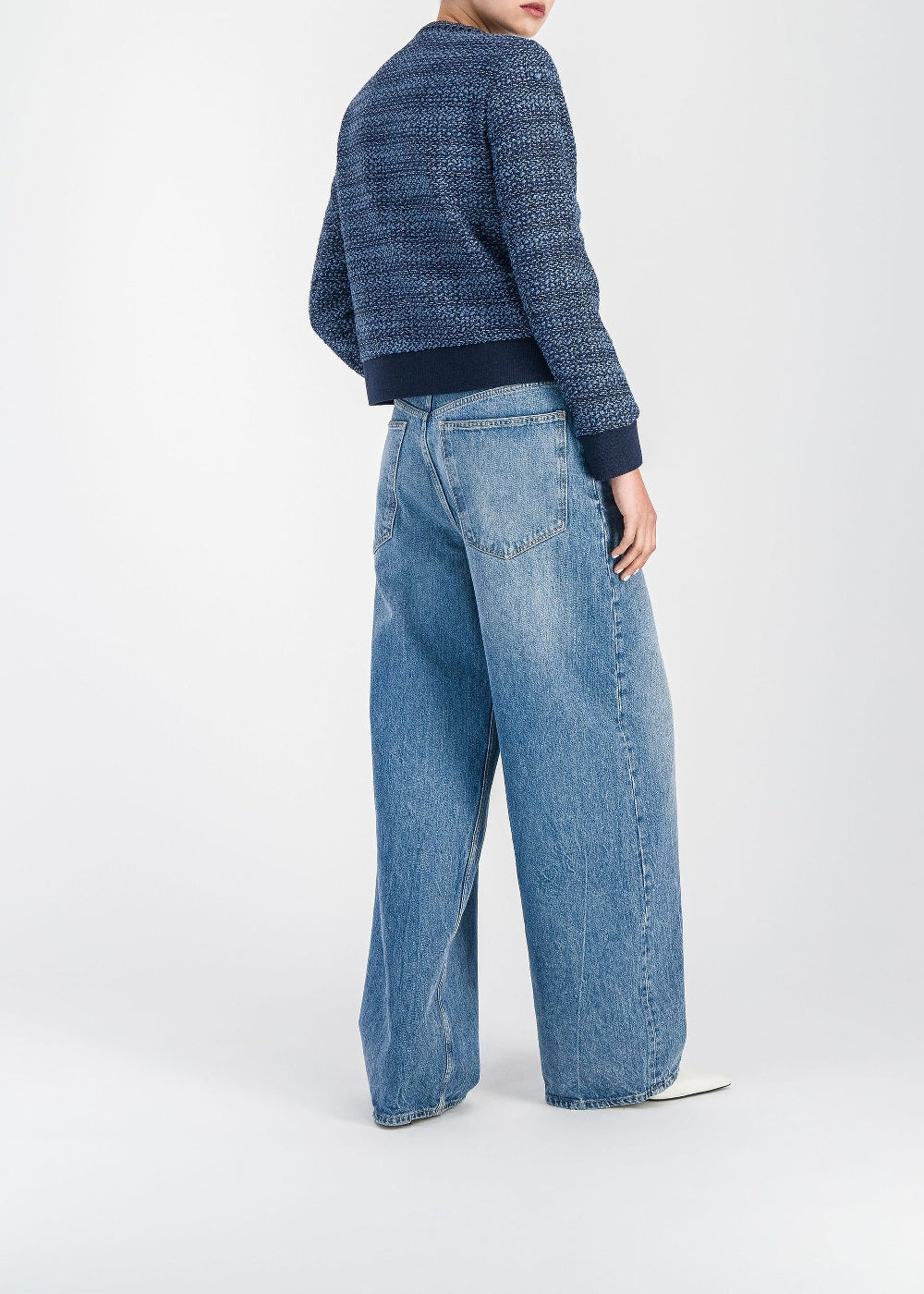 Textured button-up bomber jacket - Blue