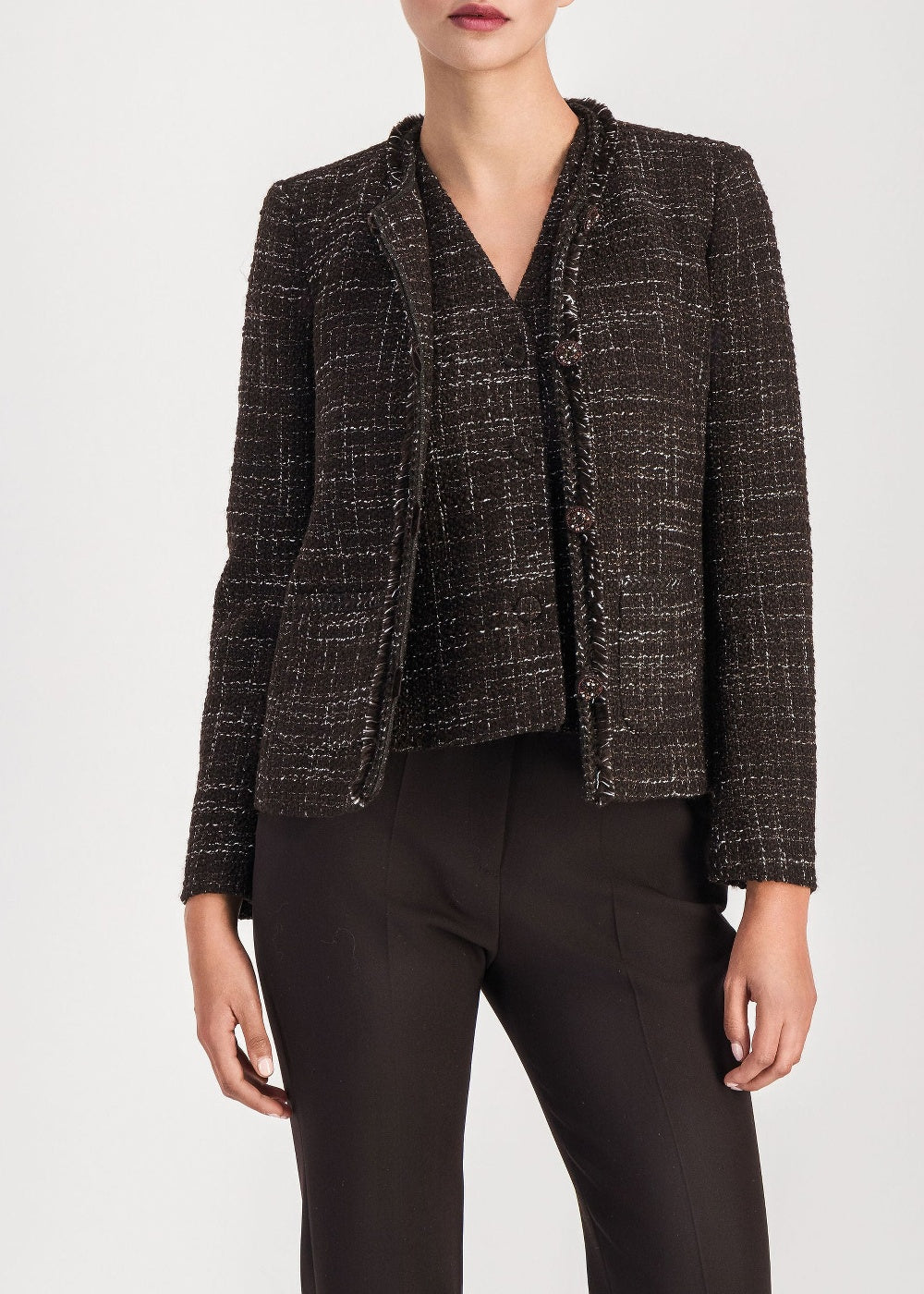 Textured cropped jacket - Ebene