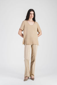 Haut mc courtes col rond - Beige Moyen