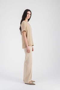 Haut mc courtes col rond - Beige Moyen
