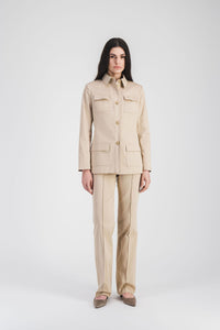 Veste chemise poche plaquee - Beige Moyen