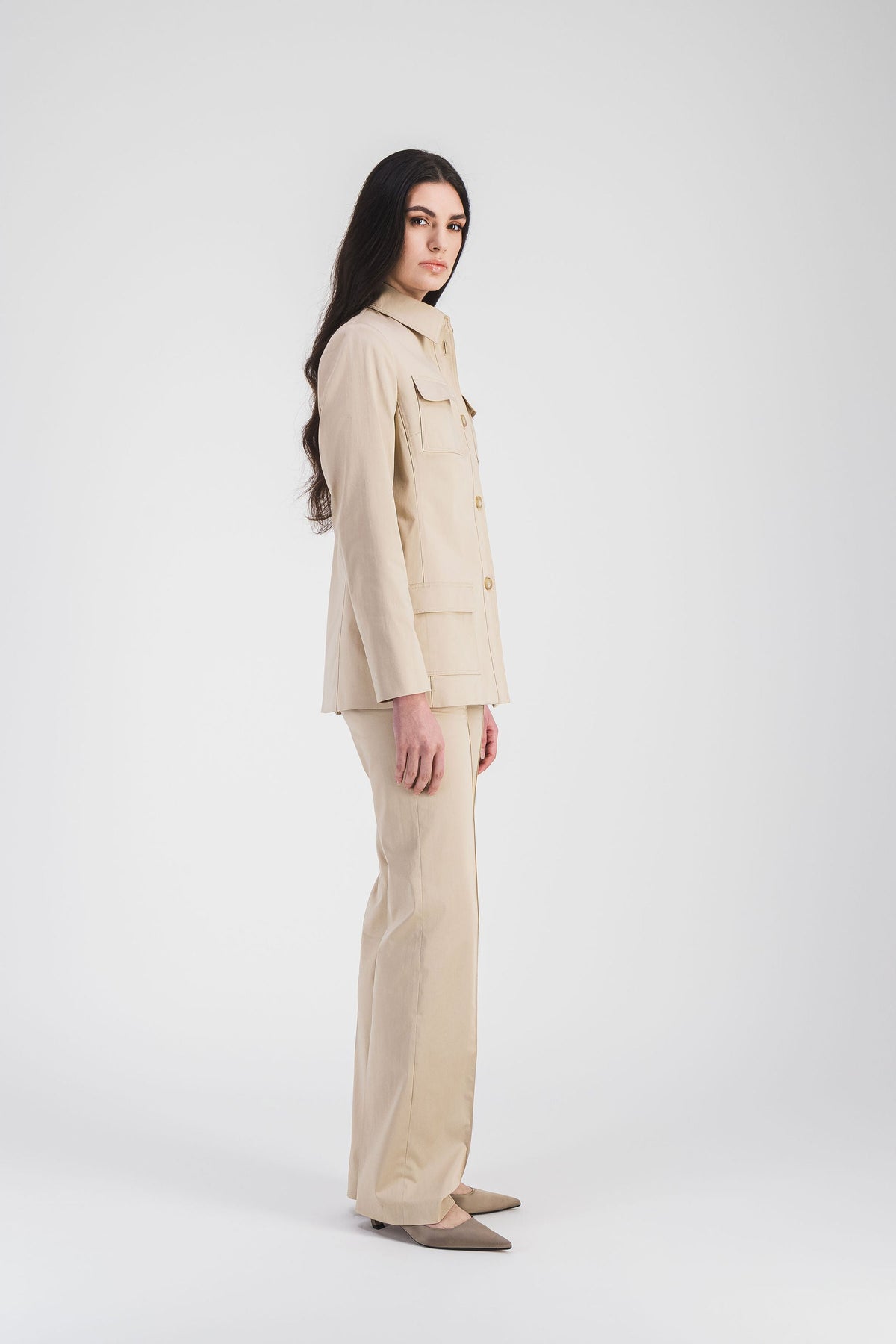 Veste chemise poche plaquee - Beige Moyen
