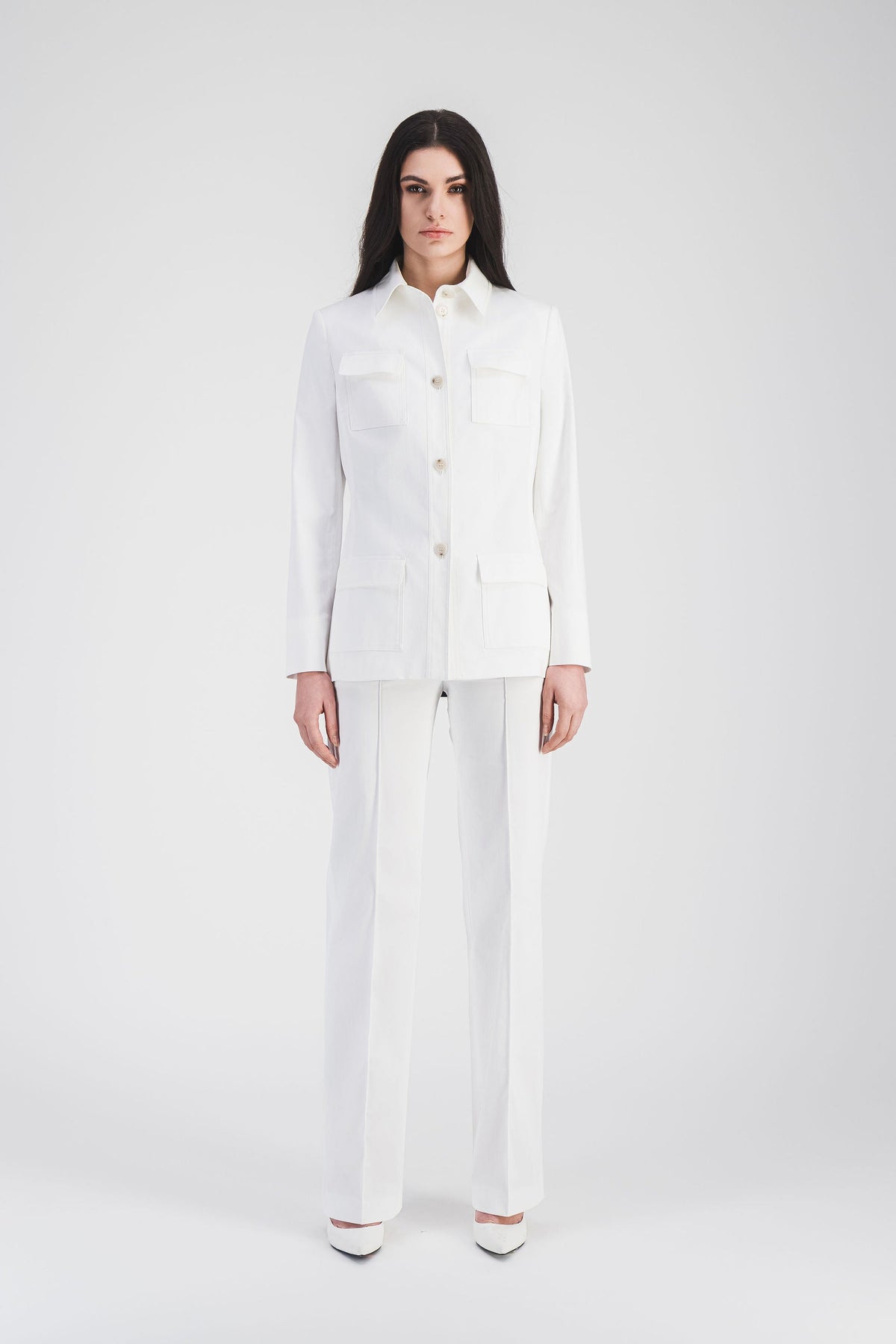 Veste chemise poche plaquee - Blanc Optique