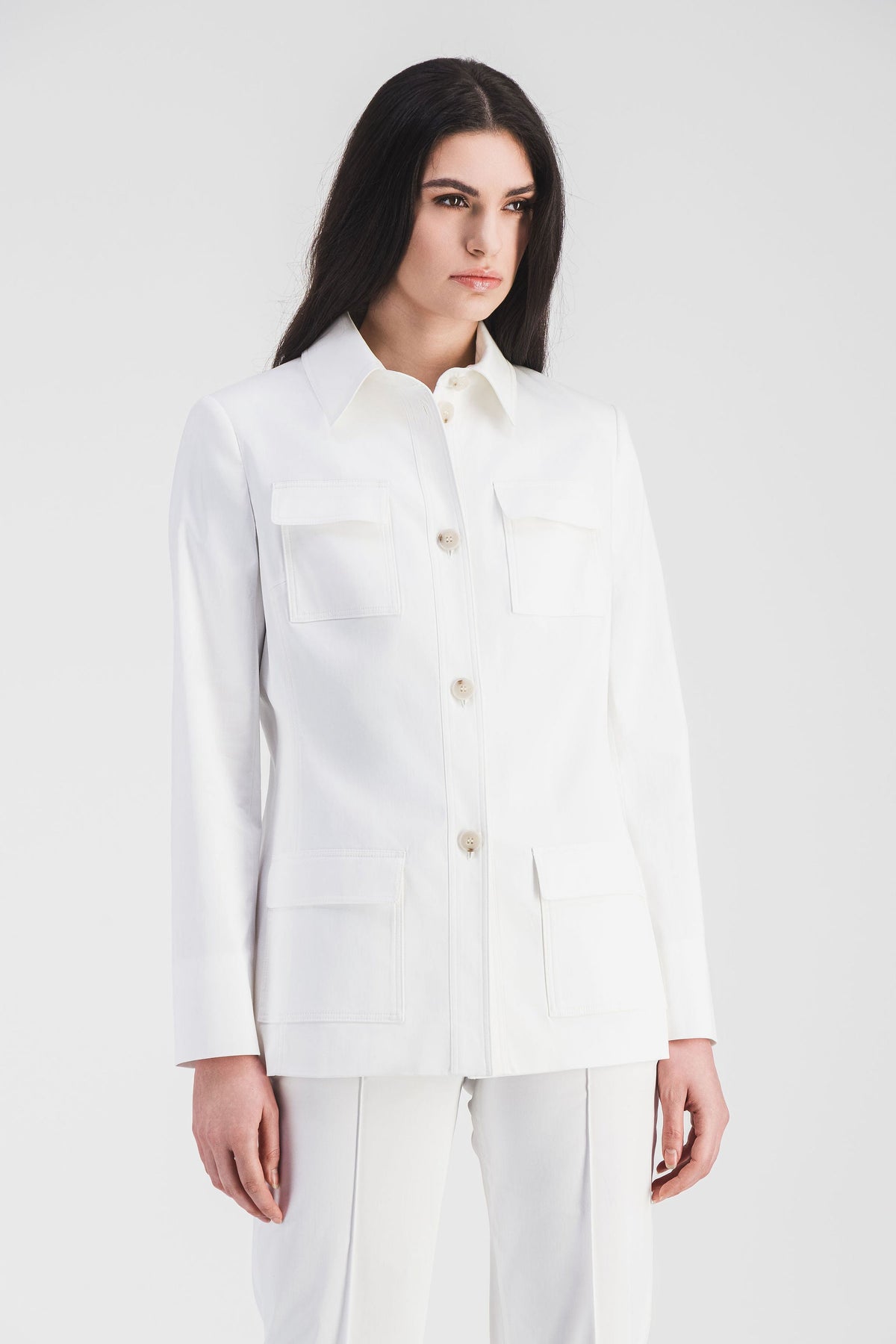 Veste chemise poche plaquee - Blanc Optique
