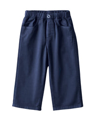 Trousers in gabardine with an elastic waistband