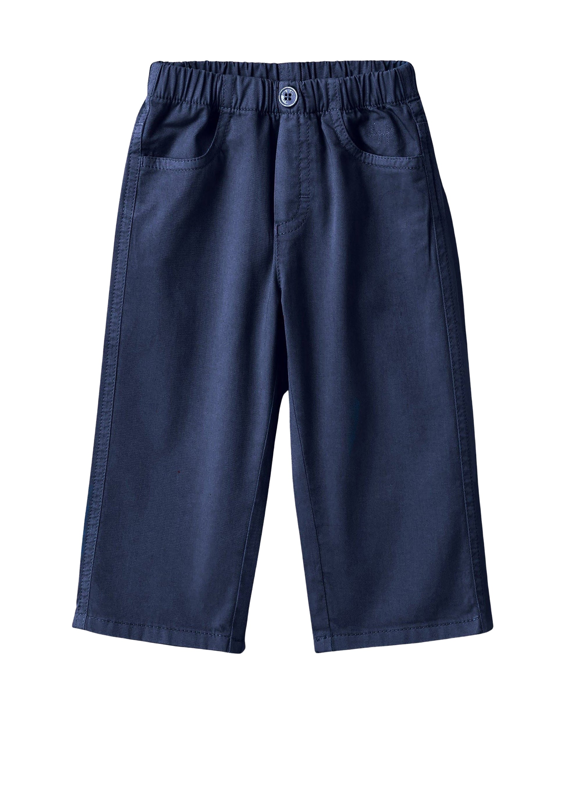 Trousers in gabardine with an elastic waistband