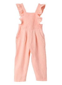 Linen overall with ruffles