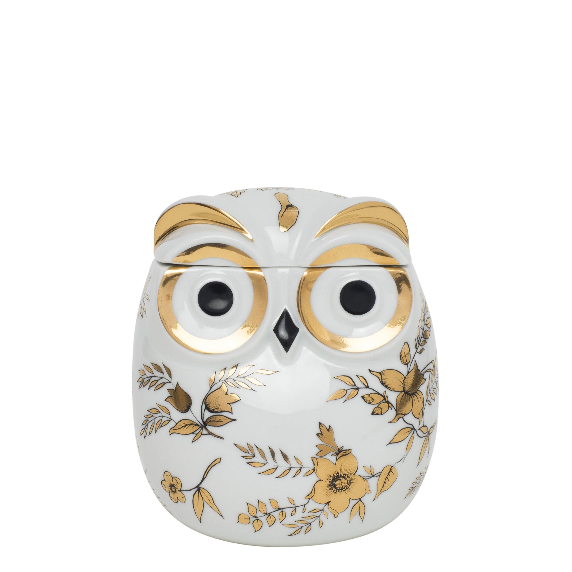 Civetta Fiorata porcelain pot - Gold & Black & White
