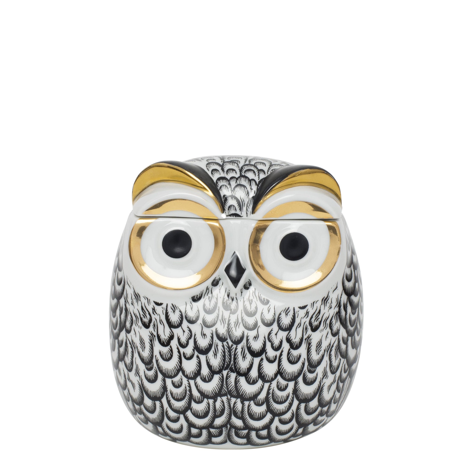 Porcelain Civetta Piumata pot - Gold & Black & White