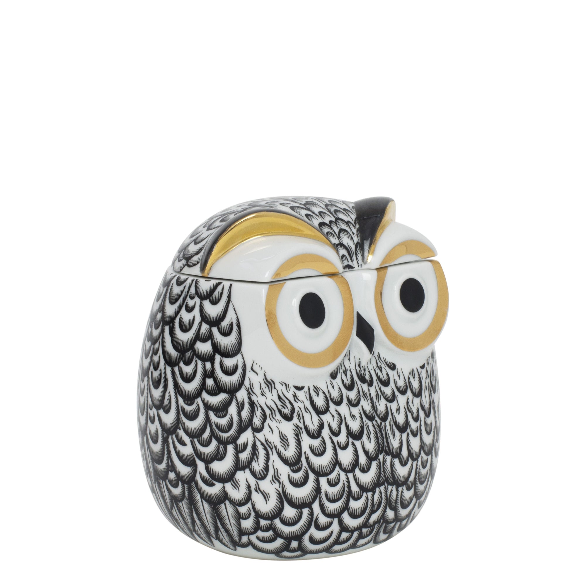 Porcelain Civetta Piumata pot - Gold & Black & White