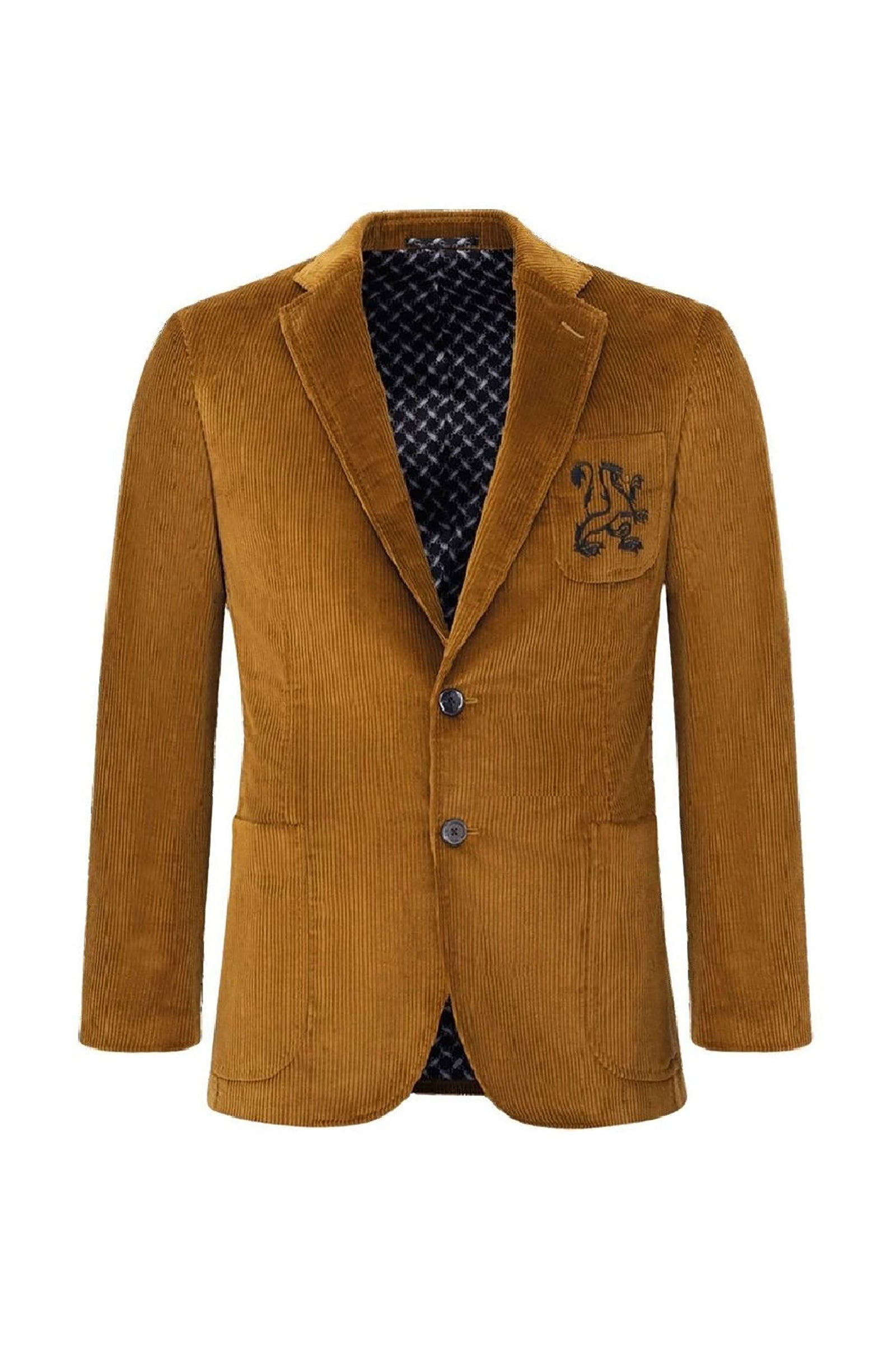 Blazer côtelé brodé en velours - Camel