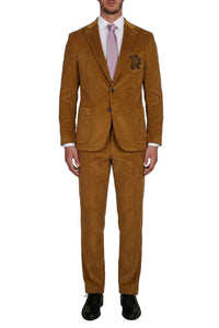 Blazer côtelé brodé en velours - Camel
