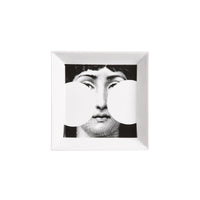 Assiette carrée Tema e Variazioni n°149 en porcelaine - Noir & Blanc
