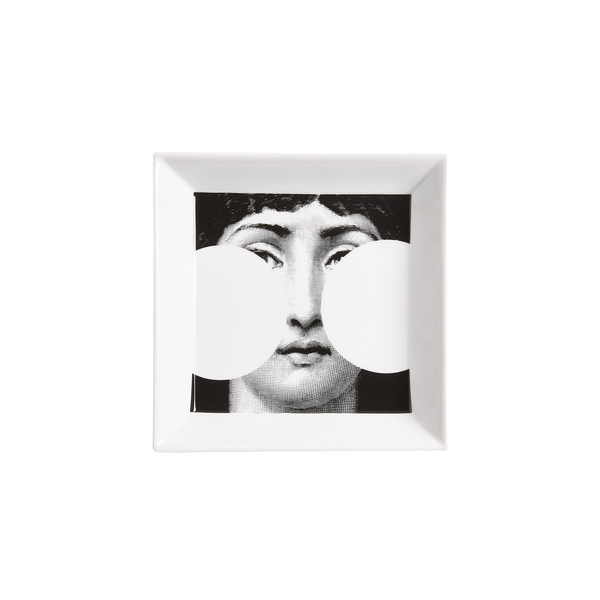 Assiette carrée Tema e Variazioni n°149 en porcelaine - Noir & Blanc