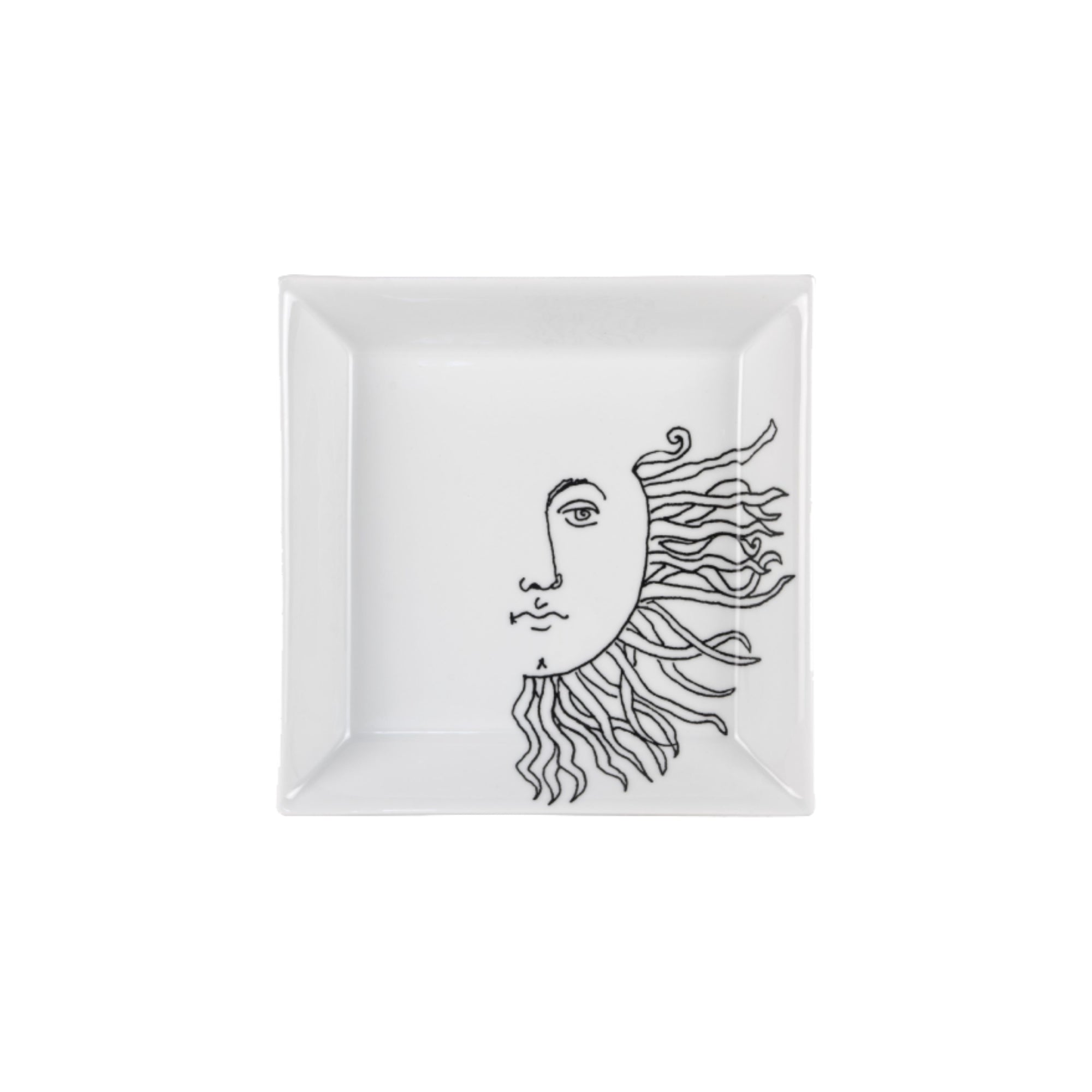 Assiette carrée Solitario en porcelaine - Noir & Blanc