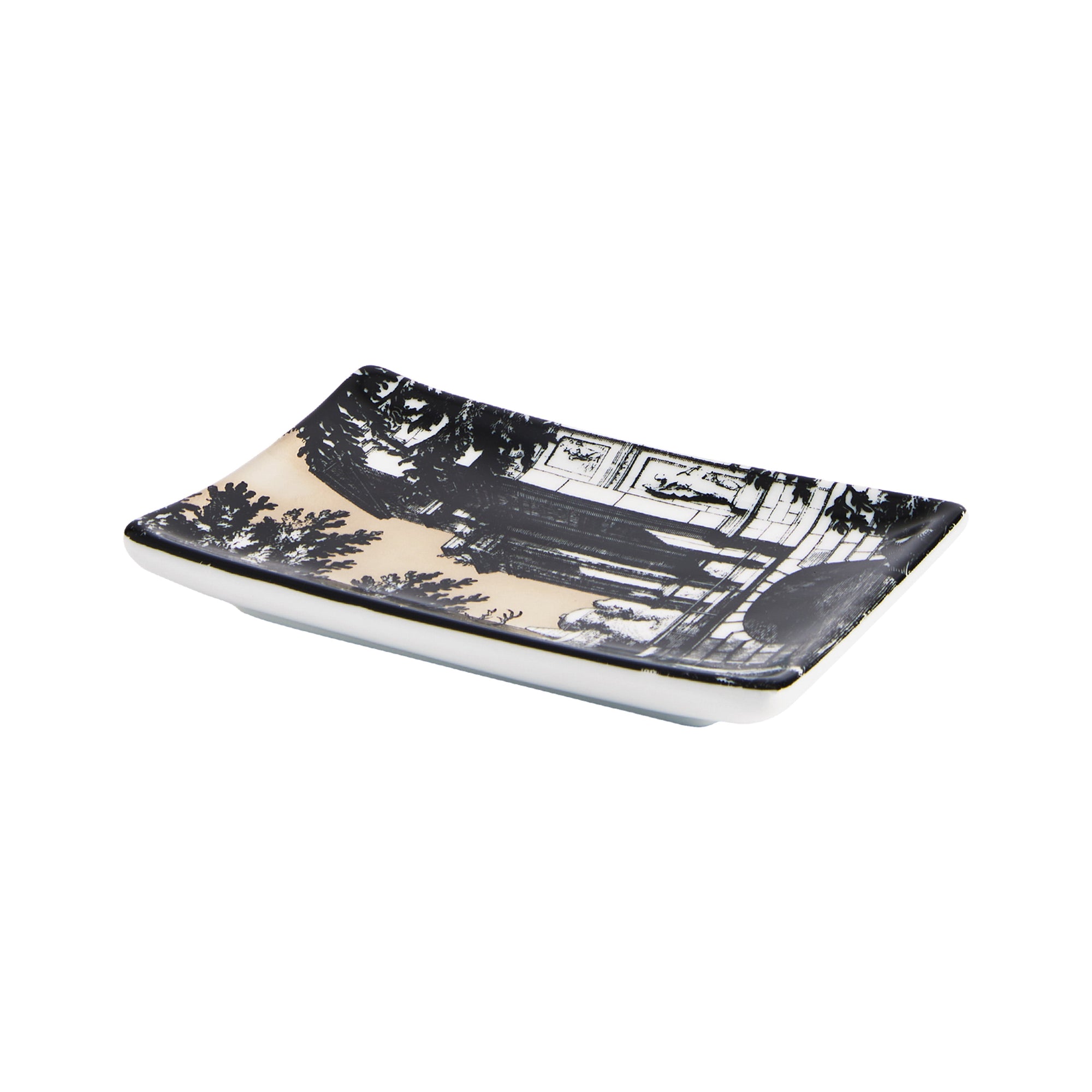 Giardino Settecentesco porcelain ashtray - Grey & Black & White