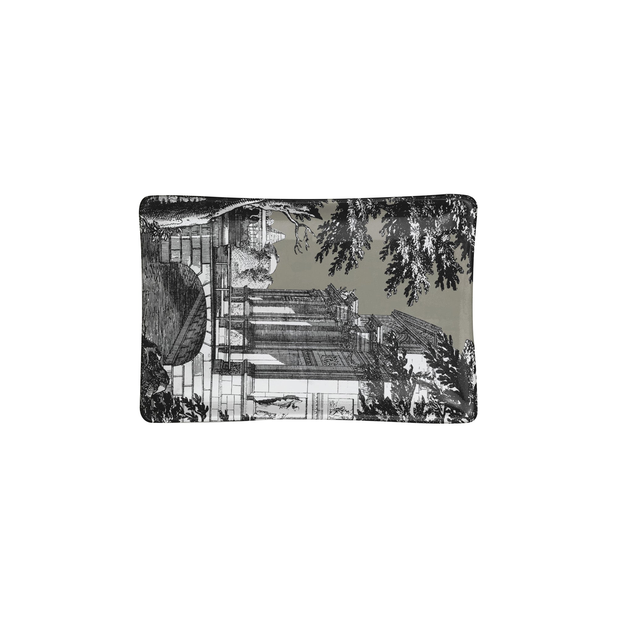 Giardino Settecentesco porcelain ashtray - Grey & Black & White