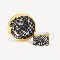 High Fidelity Quadrettato porcelain teacup - Gold & Black & White