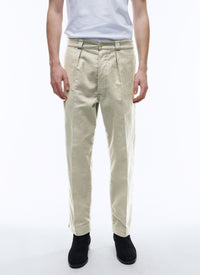 Straight-leg cotton chino trousers - Ecru