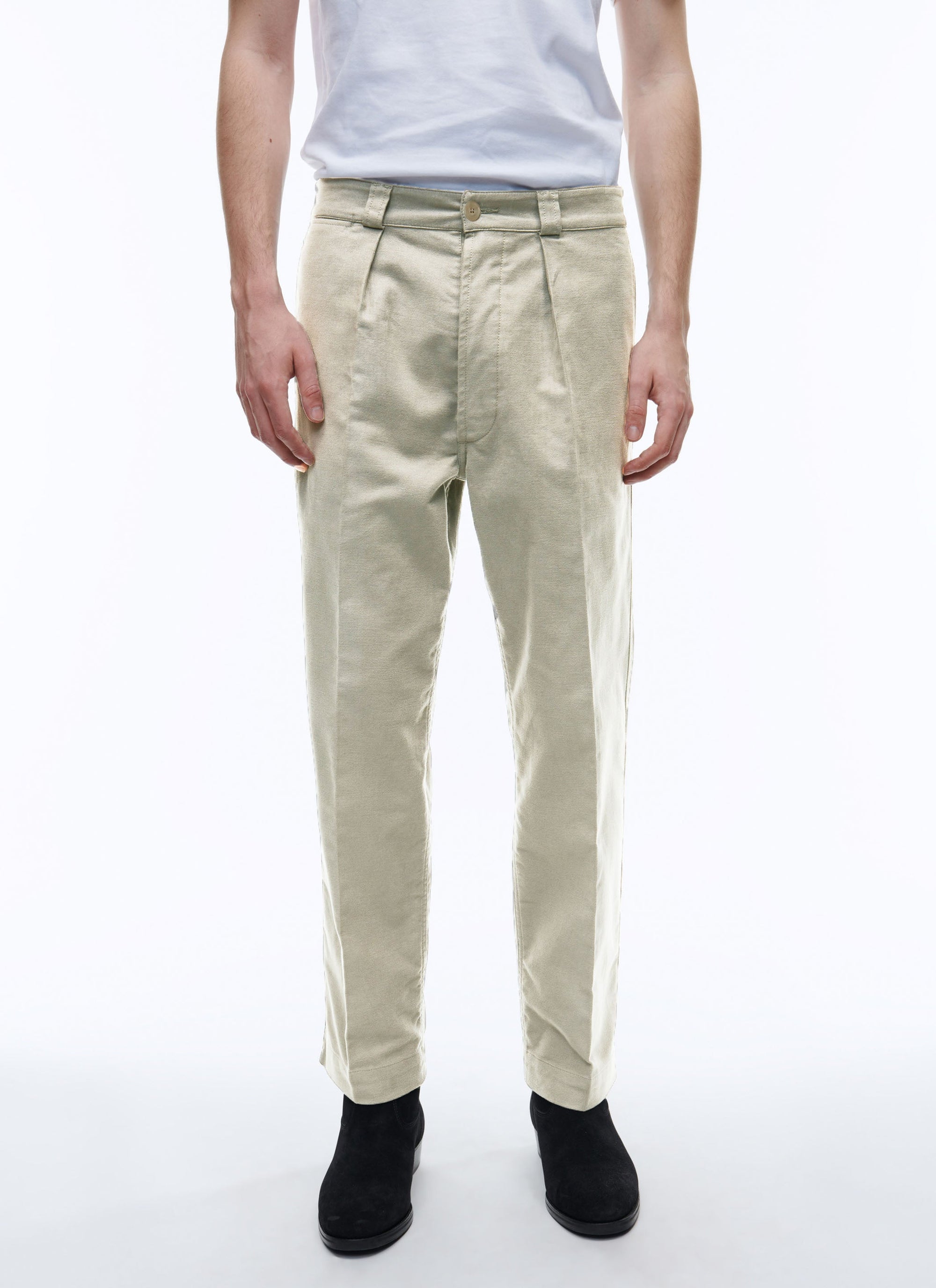 Straight-leg cotton chino trousers - Ecru