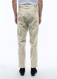 Straight-leg cotton chino trousers - Ecru