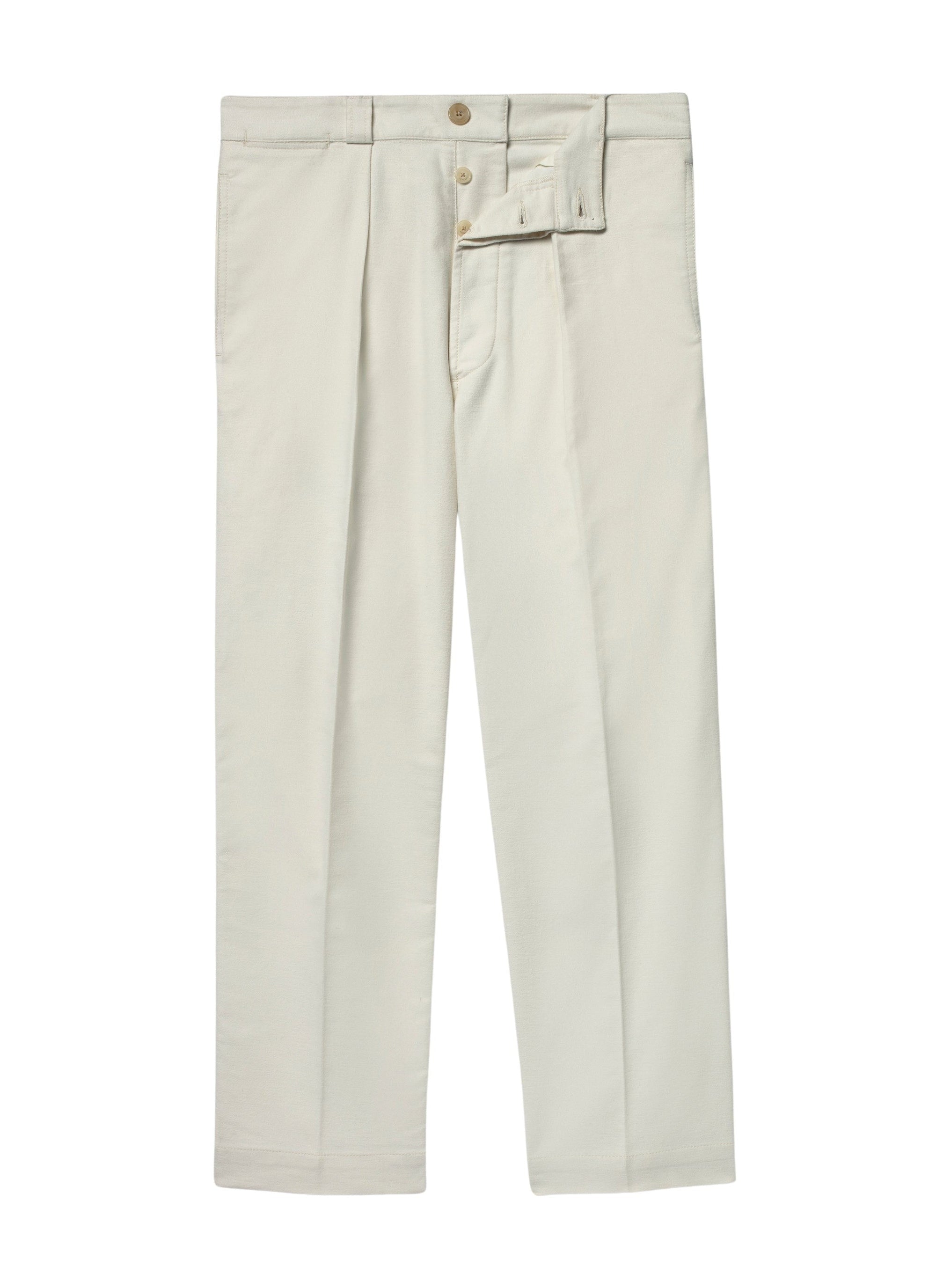 Straight-leg cotton chino trousers - Ecru