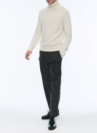 Straight-leg wool cargo trousers - Steel