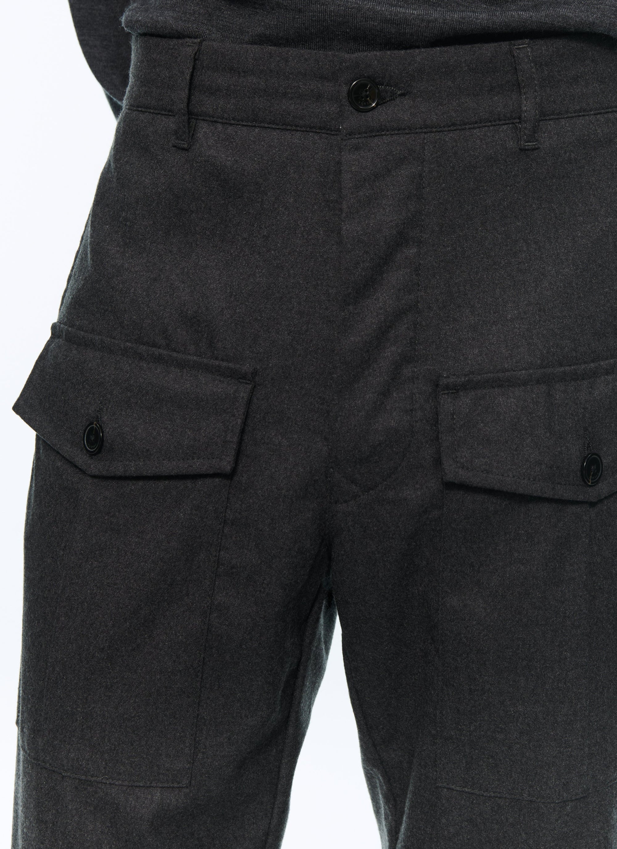 Straight-leg wool cargo trousers - Steel
