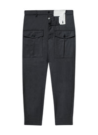 Straight-leg wool cargo trousers - Steel