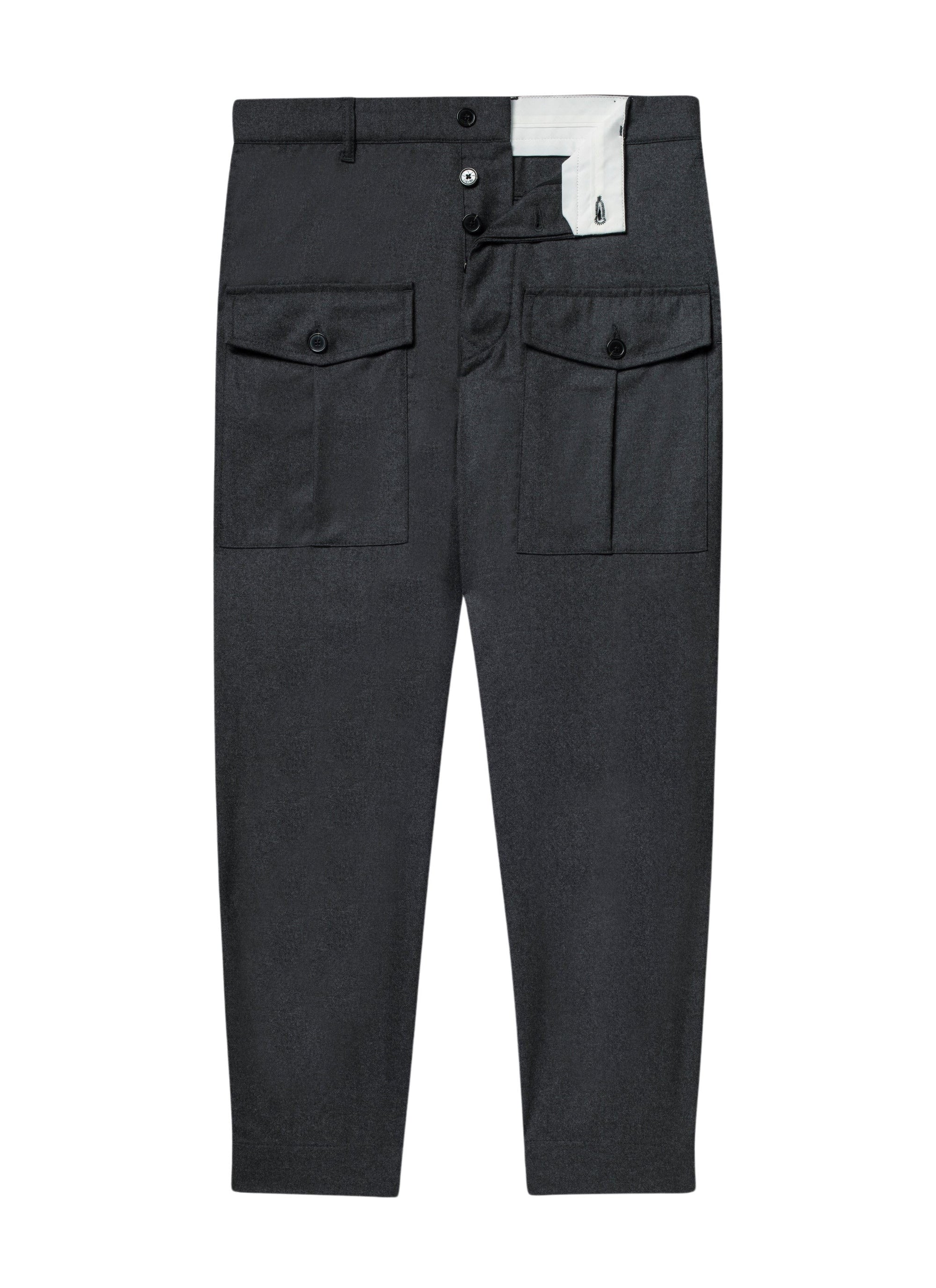 Straight-leg wool cargo trousers - Steel