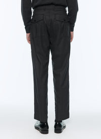 Straight-leg wool cargo trousers - Steel