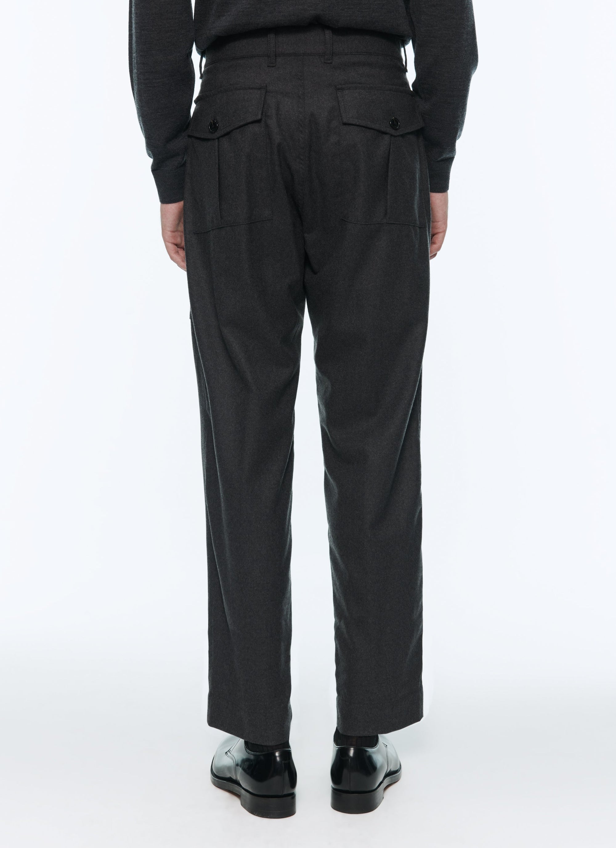Straight-leg wool cargo trousers - Steel