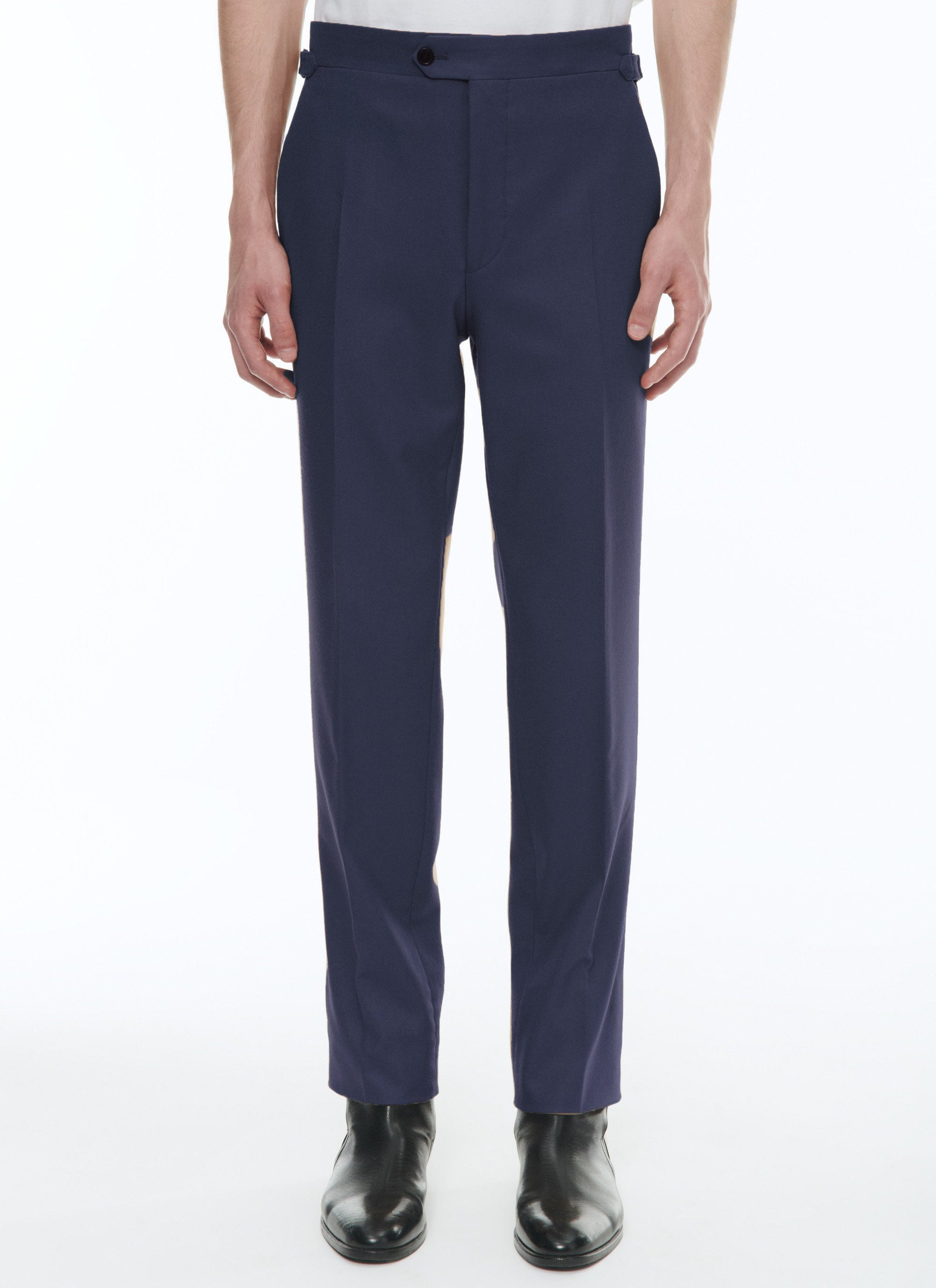 Fitted trousers with button fastening in wool - Ink