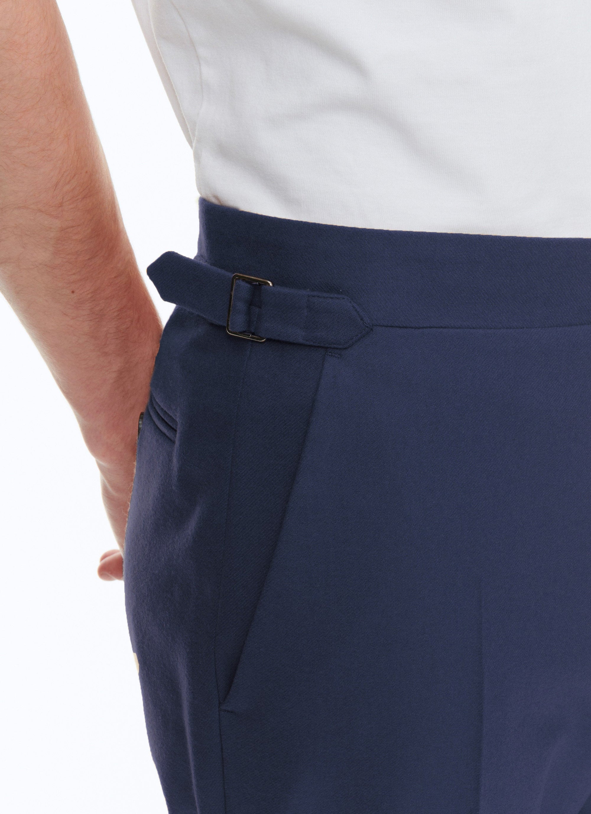 Fitted trousers with button fastening in wool - Ink
