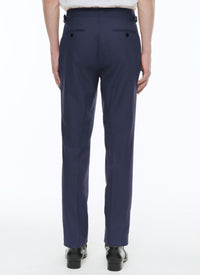 Fitted trousers with button fastening in wool - Ink