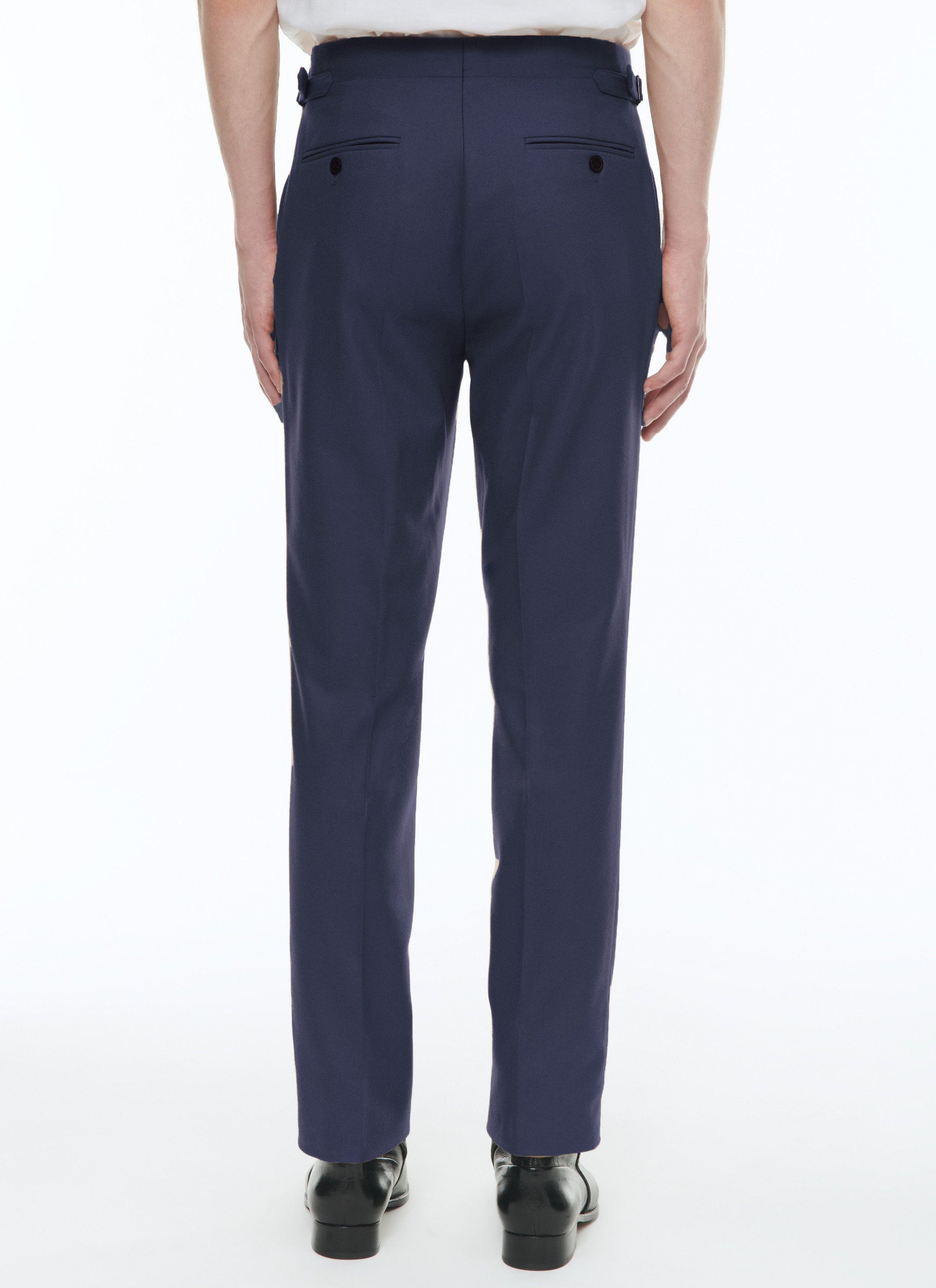 Fitted trousers with button fastening in wool - Ink