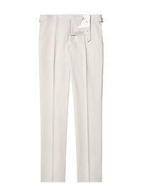 Pantalon de costume ajusté et boutonné en lin mélangé - Grège