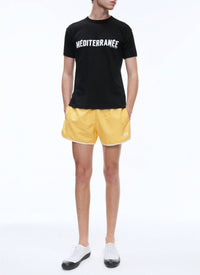 Short de bain à taille élastique - Jaune