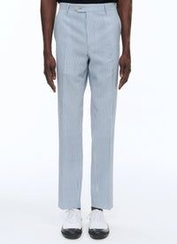 Pantalon en seersucker de laine à rayures - Saphir